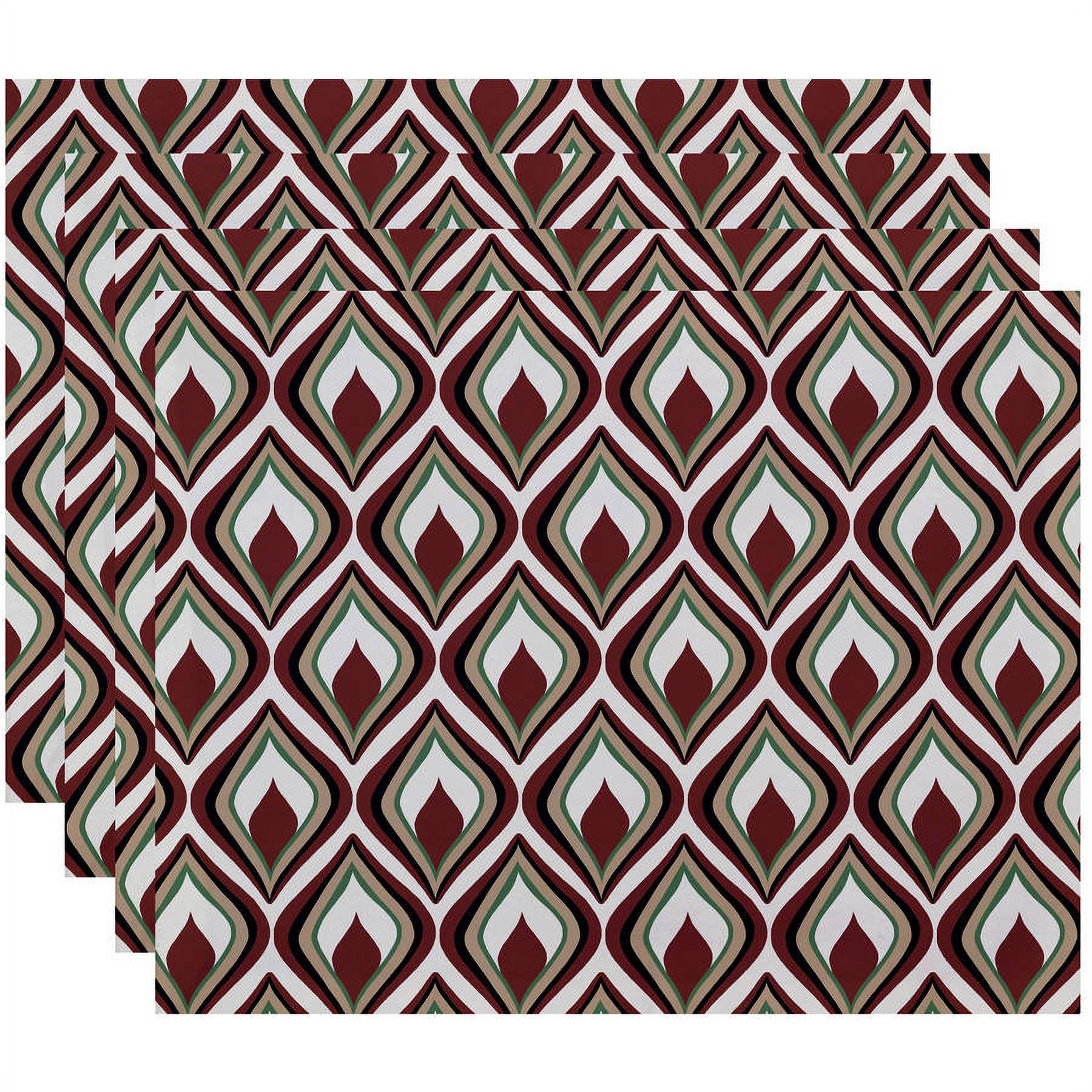 Simply Daisy 18" x 14" Candlelight Geometric Print Placemats, Set of 4