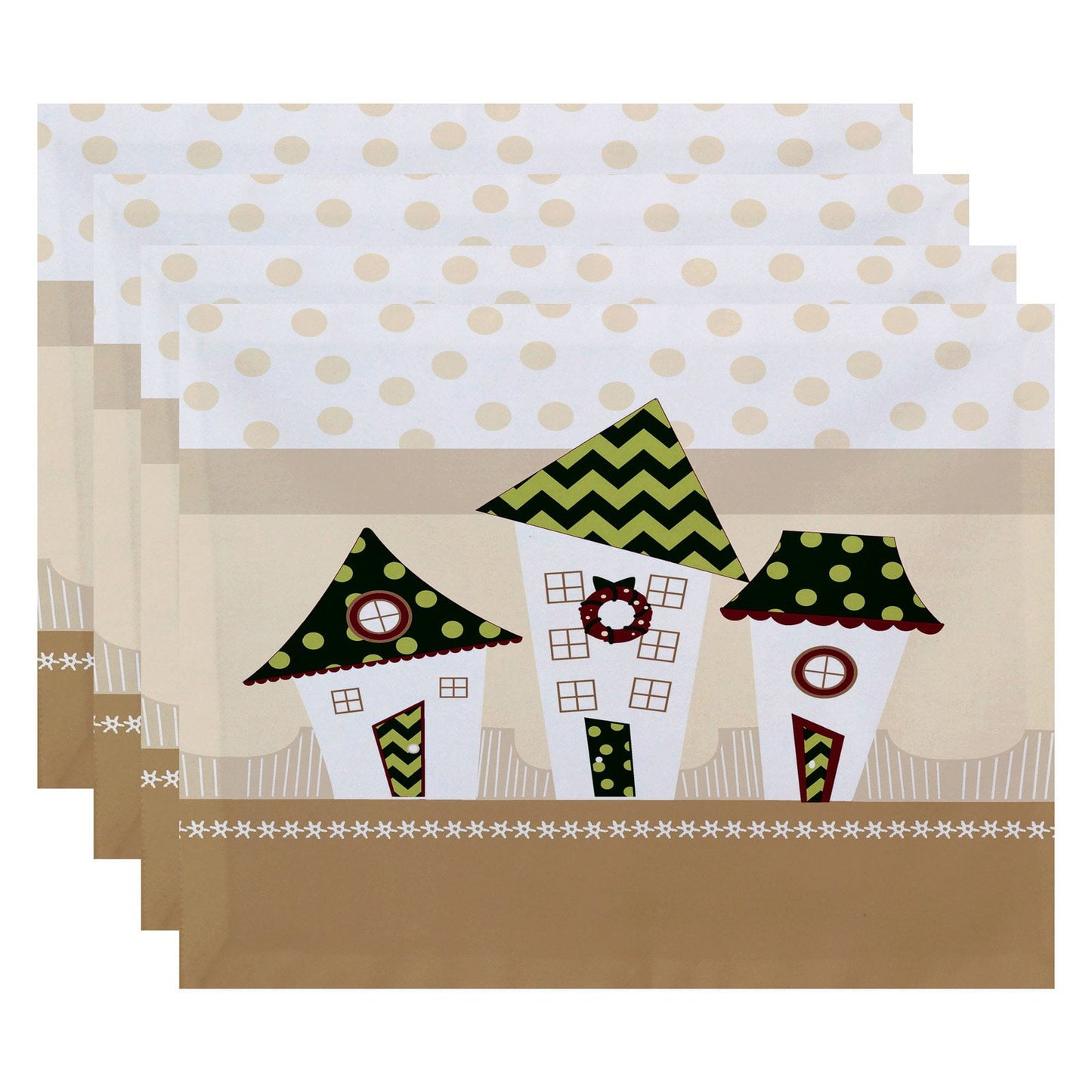 Simply Daisy 18" x 14" Coastal Houses Geometric Print Placemats, Set of 4