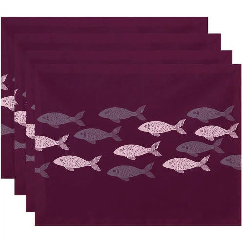Simply Daisy 18" x 14" Fish Line Animal Print Placemats, Set of 4