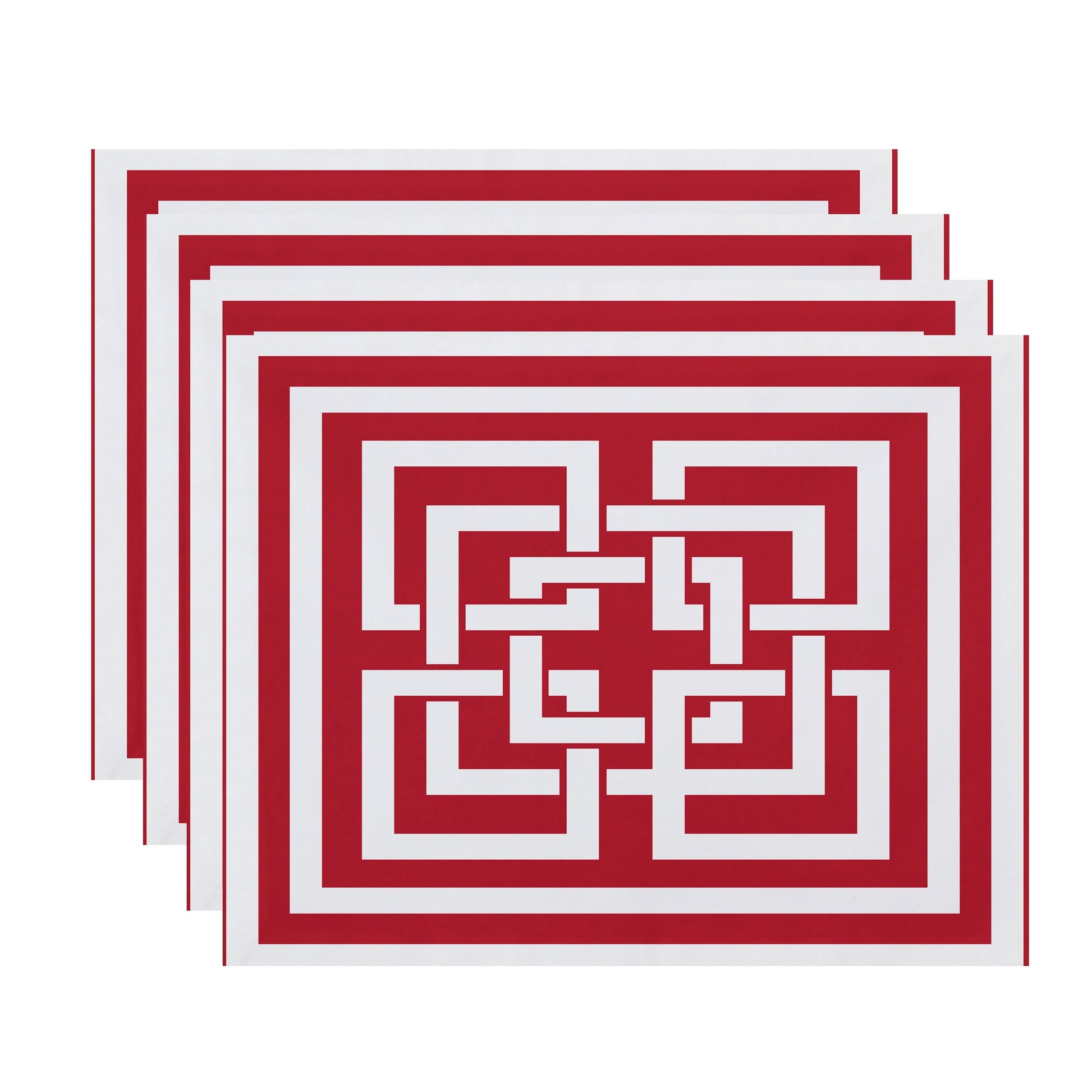 Simply Daisy, 18 x 14 Inch, Greek New Key, Geometric Print Placemat (Set of 4), Red