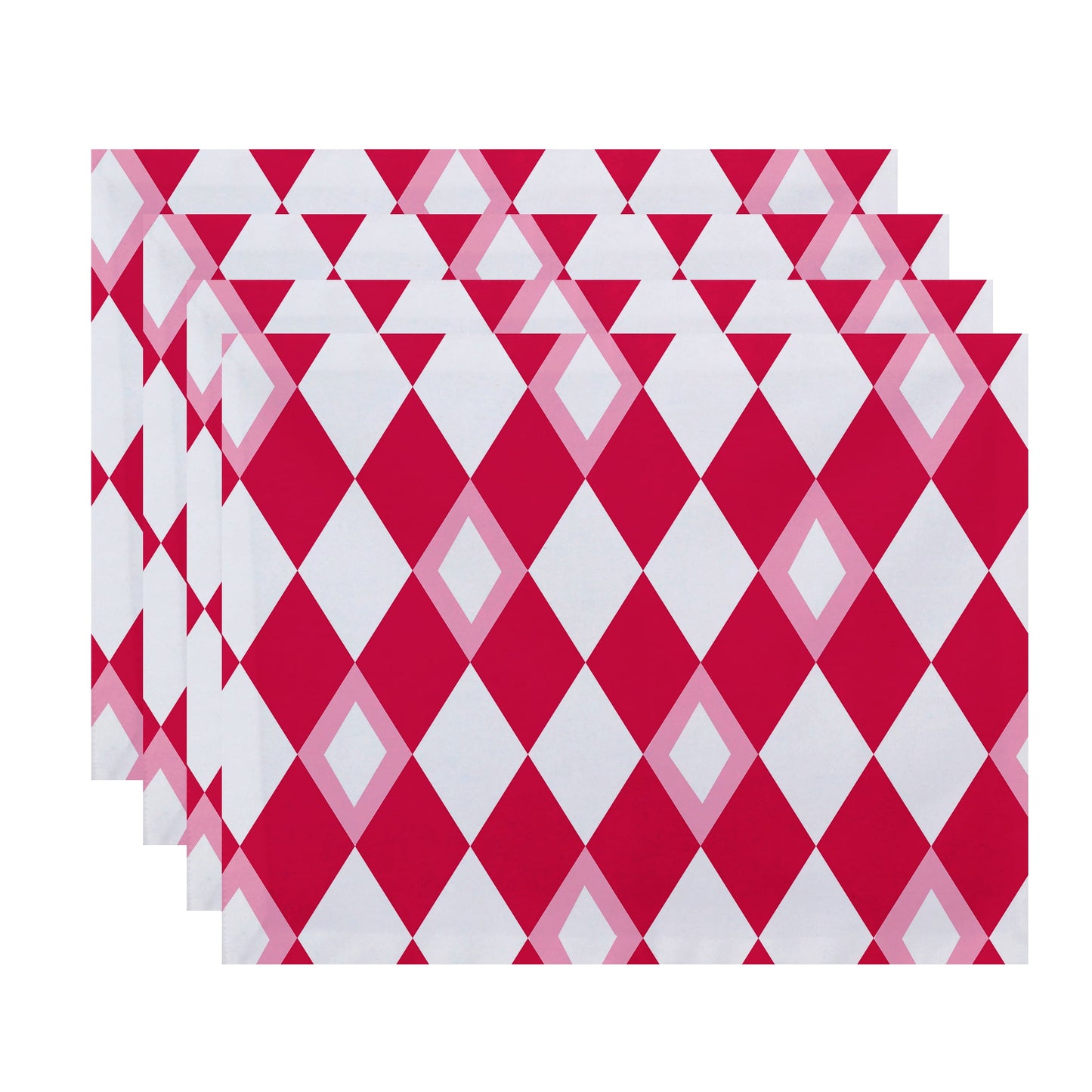 Simply Daisy, 18 x 14 Inch Harlequin Geometric Print Placemat (set of 4), Pink/Fushcia