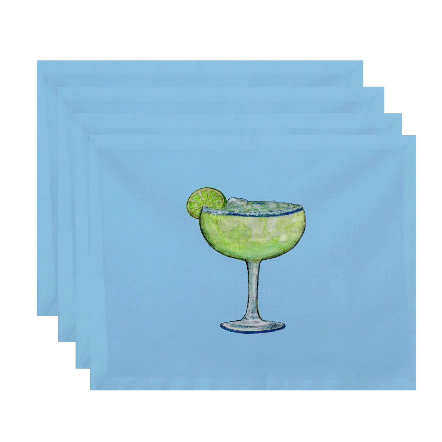Simply Daisy, 18 x 14 Inch Margarita Plain Geometric Print Placemat (set of 4), Pale Blue