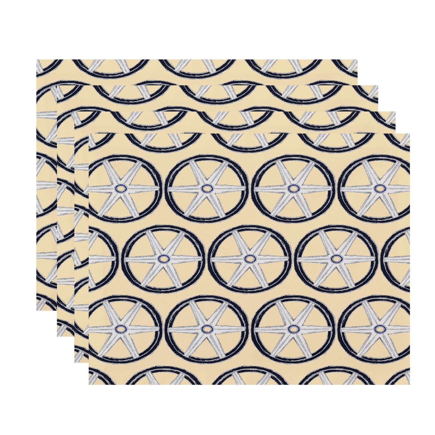 Simply Daisy, 18 x 14 Inch, Nautical Geo Lines, Geometric Print Placemat (Set of 4), Yellow