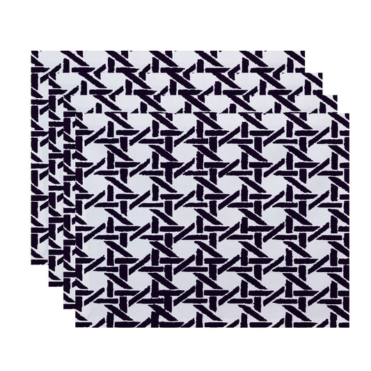 Simply Daisy, 18 x 14 Inch Rattan Geometric Geometric Print Placemat (set of 4), Purple