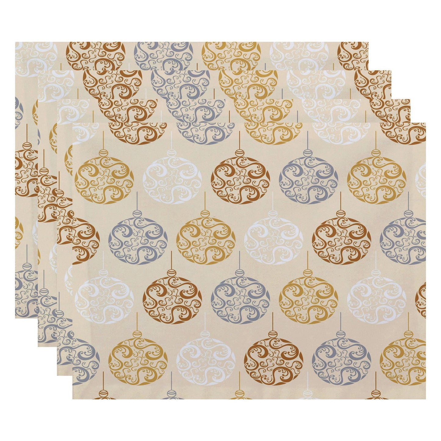 Simply Daisy 18" x 14" Painterly Bulbs Geometric Print Placemats, Set of 4