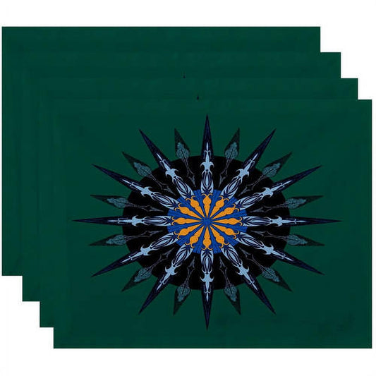 Simply Daisy 18" x 14" Sea Wheel Geometric Print Placemats, Set of 4