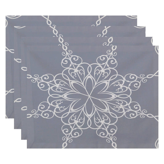 Simply Daisy 18" x 14" Snowflake Geometric Print Placemats, Set of 4
