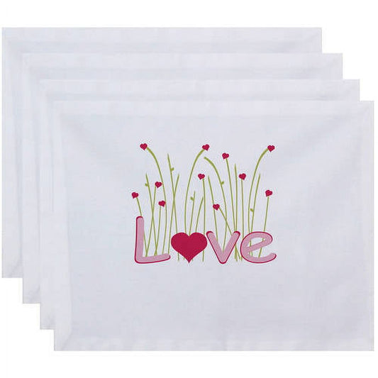 Simply Daisy 18" x 14" Valentine Print Placemats, Set of 4