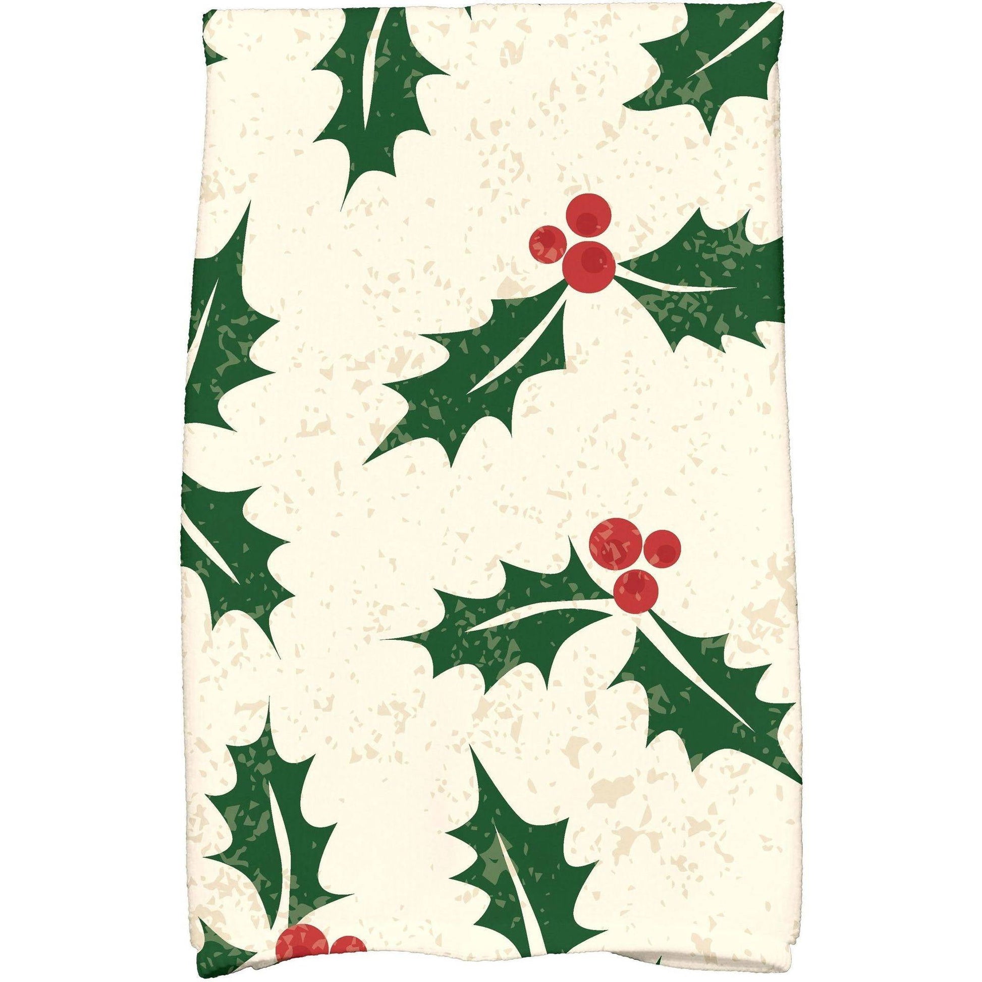 Simply Daisy 18" x 30" Allover Holly Holiday Floral Print Kitchen Towel