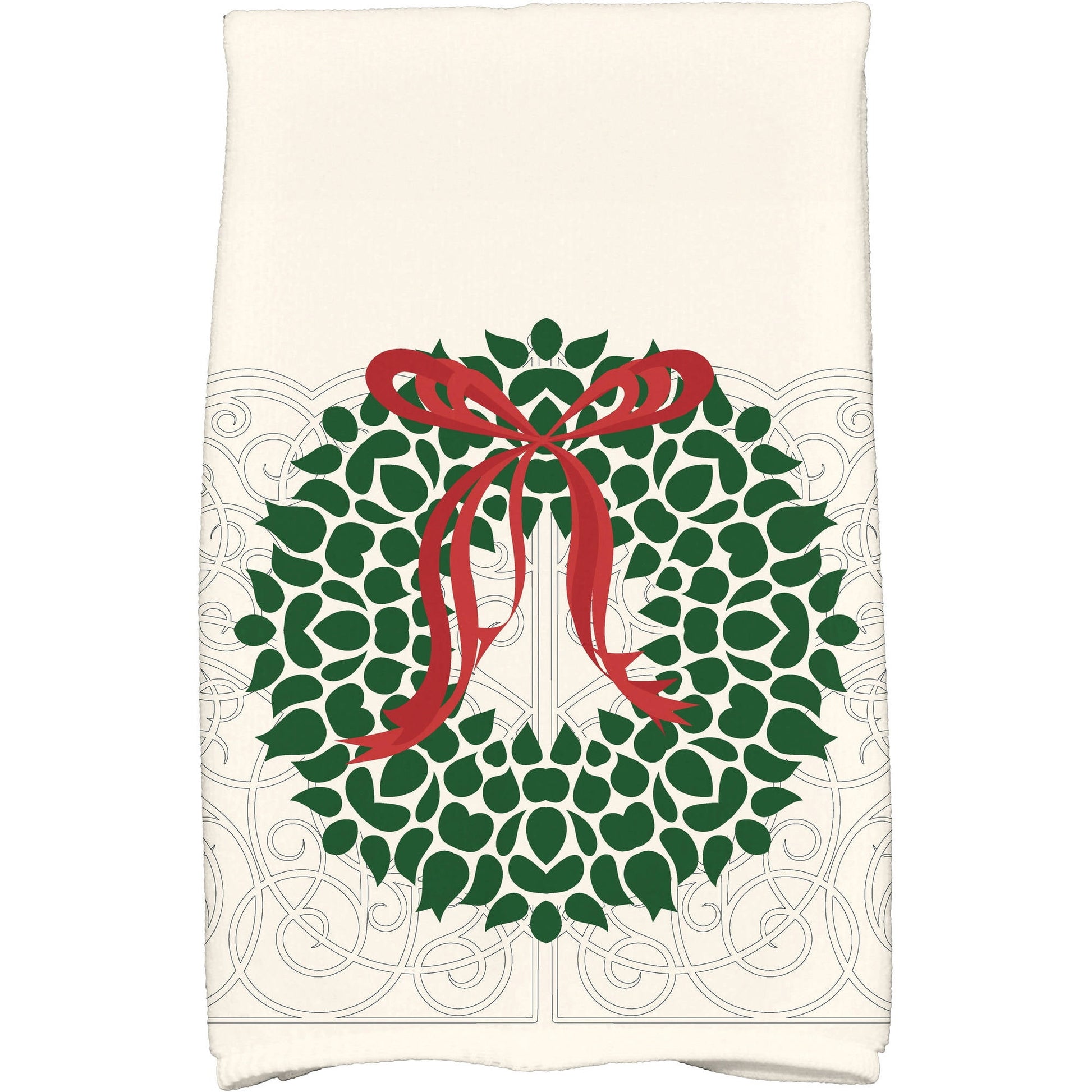 Simply Daisy 18" x 30" Gate Wreath Holiday Floral Print Kitchen Towel