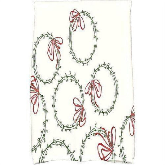 Simply Daisy 18" x 30" Simple Wreath Holiday Geometric Print Kitchen Towel