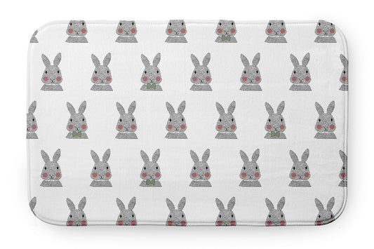 Simply Daisy 24" x 17" Plush Microfiber Laurel Tree Green Bunny Fluffle Easter Bath Mat