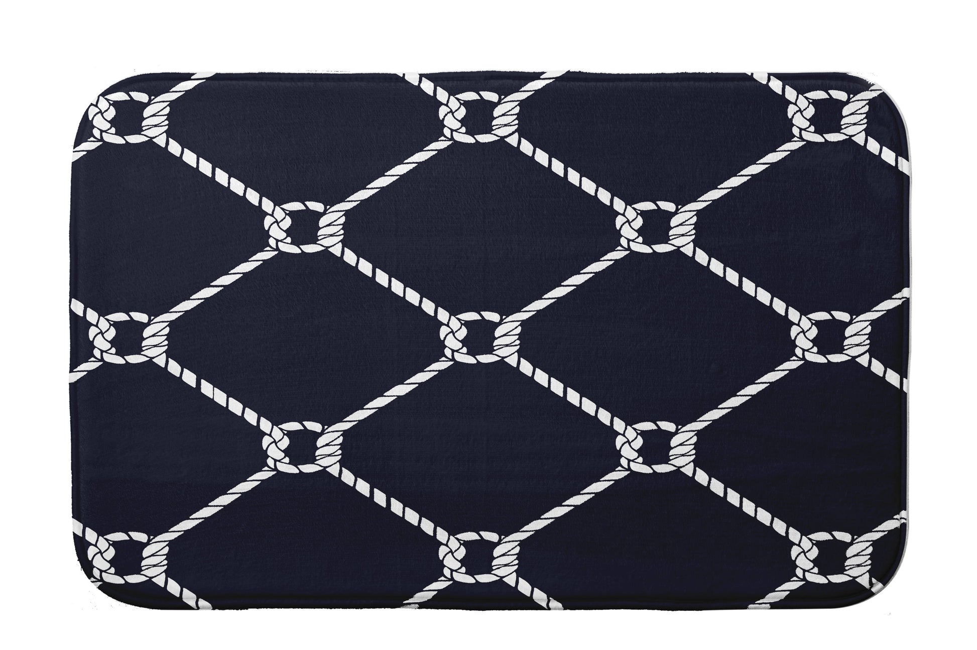 Simply Daisy 24" x 17" Plush Microfiber Navy Ahoy! Bath Mat