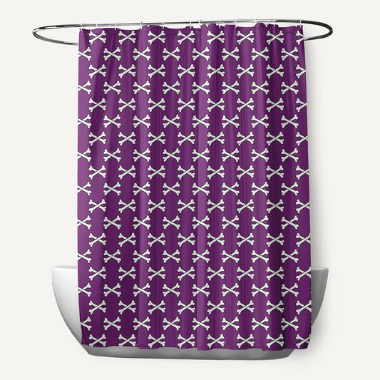 Simply Daisy 70" W x 73" H Cross Bones Polyester Shower Curtain, Amethyst