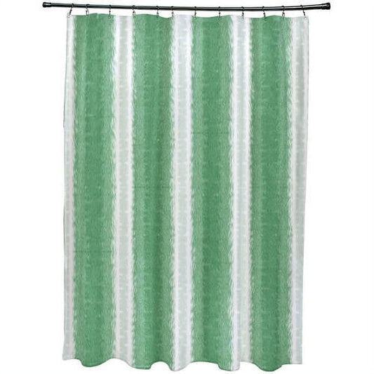 Simply Daisy 70" W x 73" H Sea Lines Stripe Print Polyester Shower Curtain, Green