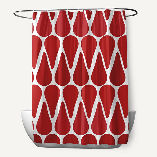 Simply Daisy 70" W x 73" H Watermelon Seeds Geometric Print Polyester Shower Curtain, Red