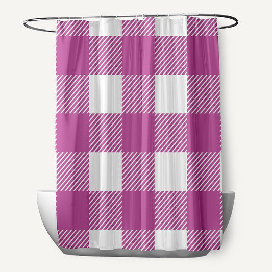 Simply Daisy 70" W x 73" L Buffalo Plaid Polyester Shower Curtain, Orchid [1 Ct]