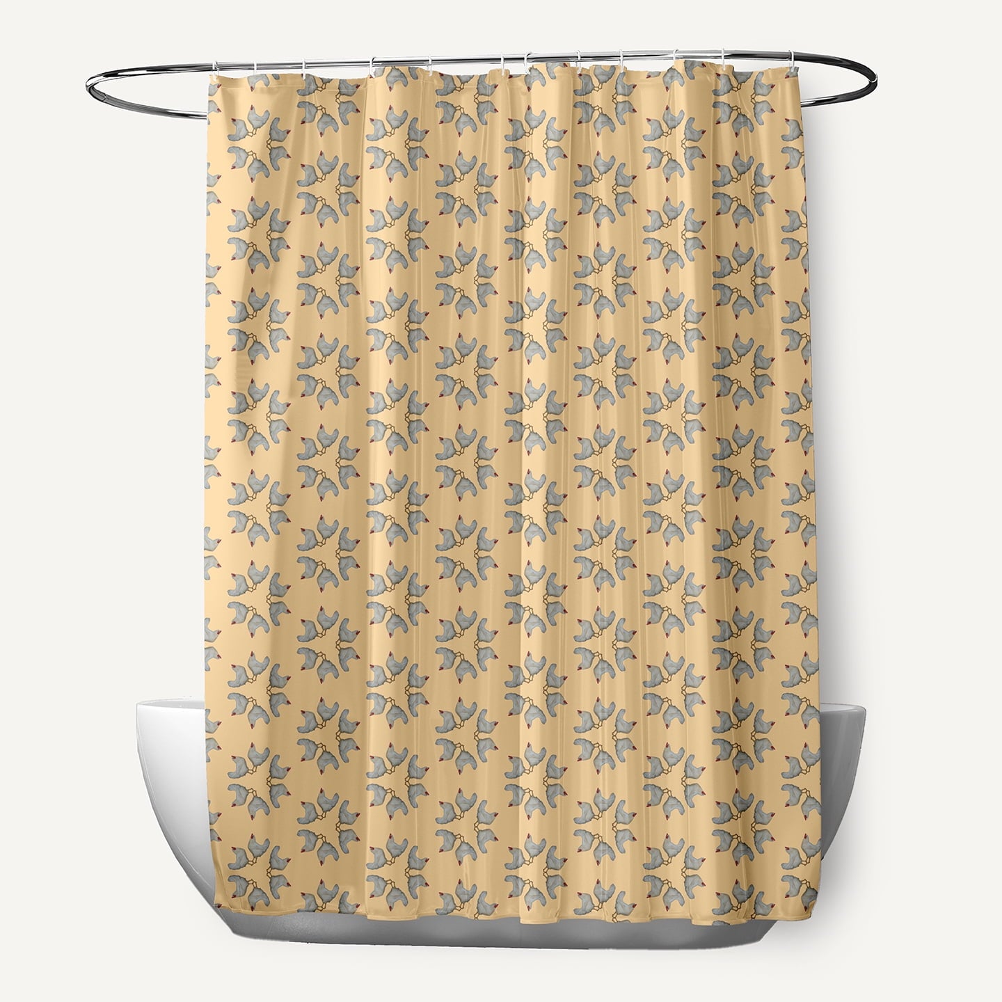 Simply Daisy 70" W x 73" L Chickens-go-round Polyester Shower Curtain, Corn Yellow [1 Ct]