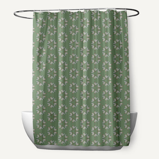 Simply Daisy 70" W x 73" L Chickens-go-round Polyester Shower Curtain, Laurel Tree Green [1 Ct]