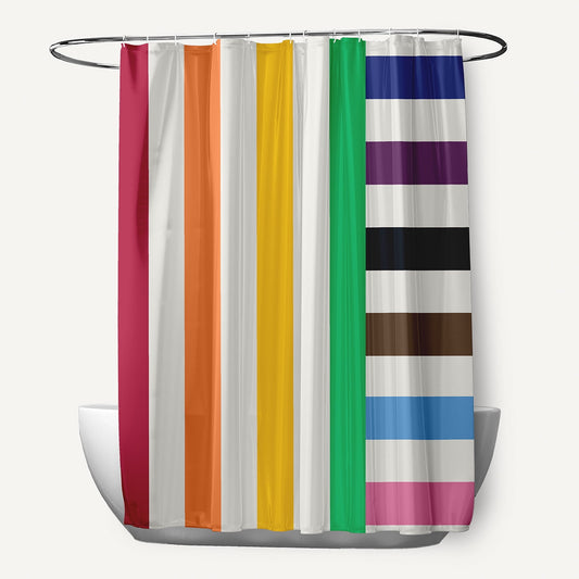 Simply Daisy 70" W x 73" L Christmas Stripes Polyester Shower Curtain, Multi [1 Ct]