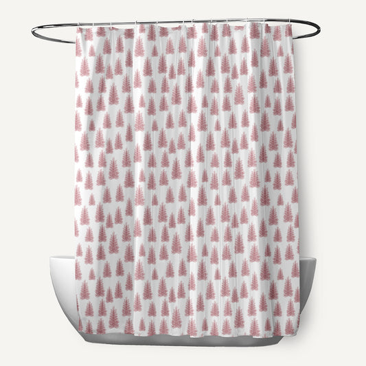 Simply Daisy 70" W x 73" L Christmas Trees Pattern Polyester Shower Curtain, Pink Icing [1 Ct]