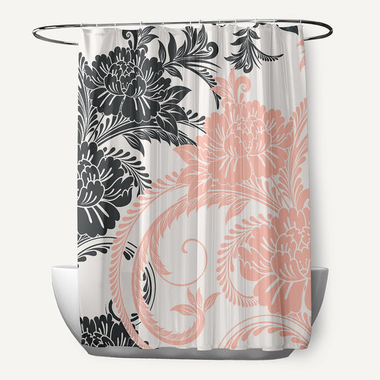 Simply Daisy 70" W x 73" L Flower Flourish Polyester Shower Curtain, Blush [1 Ct]