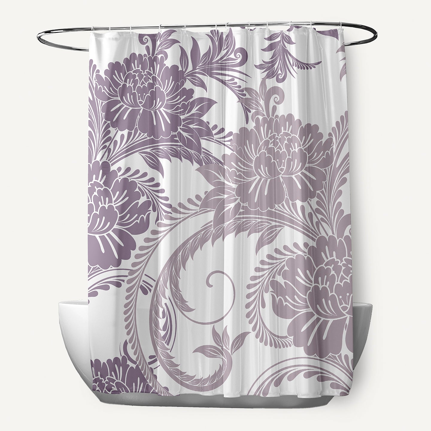 Simply Daisy 70" W x 73" L Flower Flourish Polyester Shower Curtain, Purple [1 Ct]
