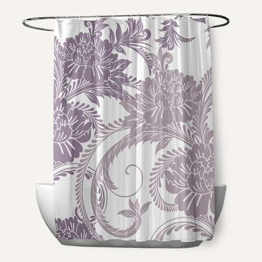 Simply Daisy 70" W x 73" L Flower Flourish Polyester Shower Curtain, Purple [1 Ct]