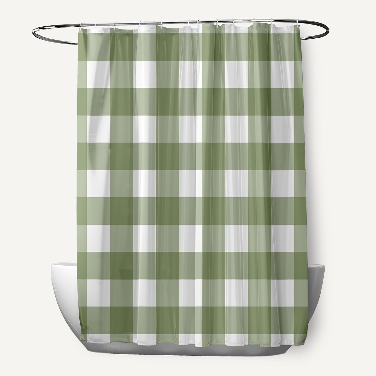 Simply Daisy 70" W x 73" L Gingham Plaid Polyester Shower Curtain, Scallion [1 Ct]