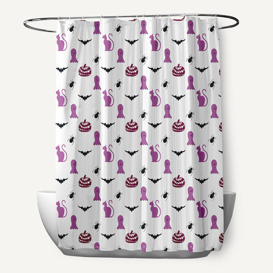 Simply Daisy 70" W x 73" L Halloween Halloween Critters Polyester Shower Curtain, Orchid [1 Ct]