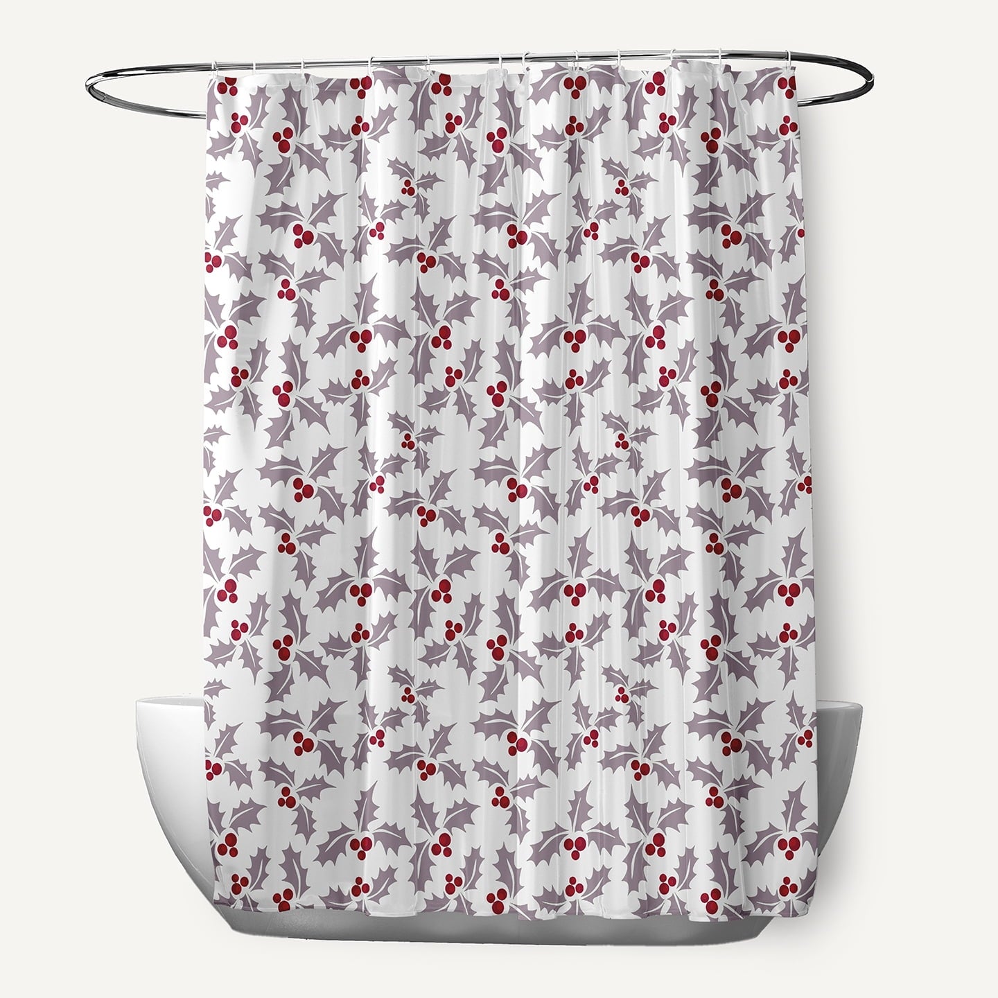 Simply Daisy 70" W x 73" L Holly Bush Polyester Shower Curtain, Light Purple [1 Ct]
