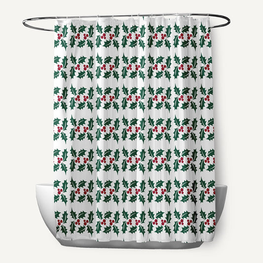 Simply Daisy 70" W x 73" L Holly Stripes Polyester Shower Curtain, Forest Green [1 Ct]