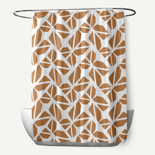 Simply Daisy 70" W x 73" L Kaleidoscope Graffiti Polyester Shower Curtain, Caramel [1 Ct]