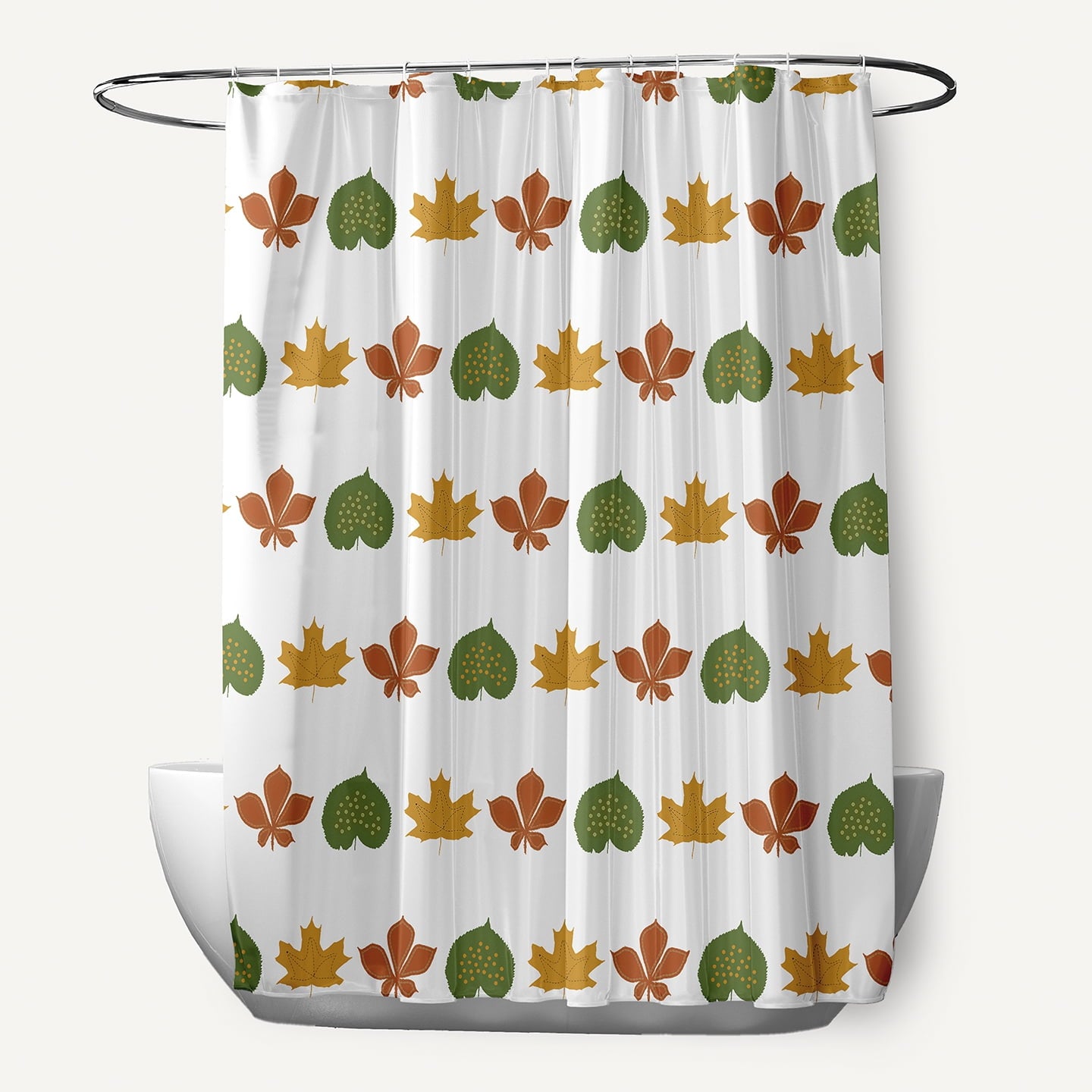 Simply Daisy 70" W x 73" L Leaf Stripe Polyester Shower Curtain, Scallion [1 Ct]