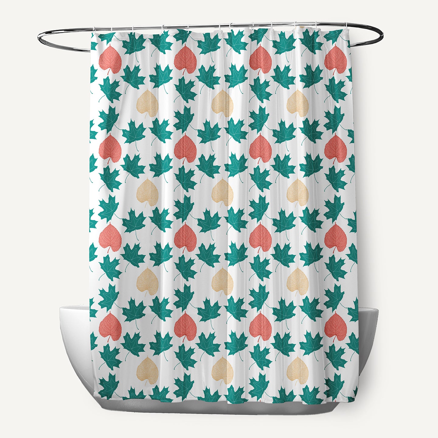 Simply Daisy 70" W x 73" L Lots of Leaves Polyester Shower Curtain, Unreal Teal [1 Ct]