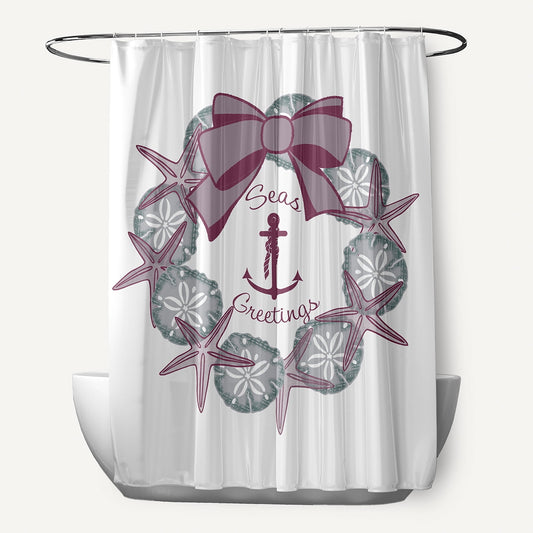 Simply Daisy 70" W x 73" L Seas and Greetings Wreath Polyester Shower Curtain, Passion Flower [1 Ct]