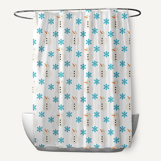 Simply Daisy 70" W x 73" L Snow Men In Snowstorm Polyester Shower Curtain, Turquoise [1 Ct]