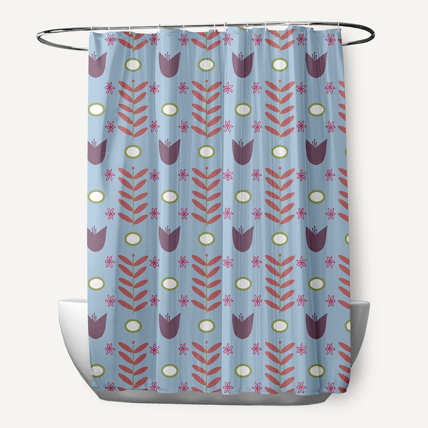 Simply Daisy 70" W x 73" L Spring Garden Polyester Shower Curtain, Lighter than Air Blue [1 Ct]
