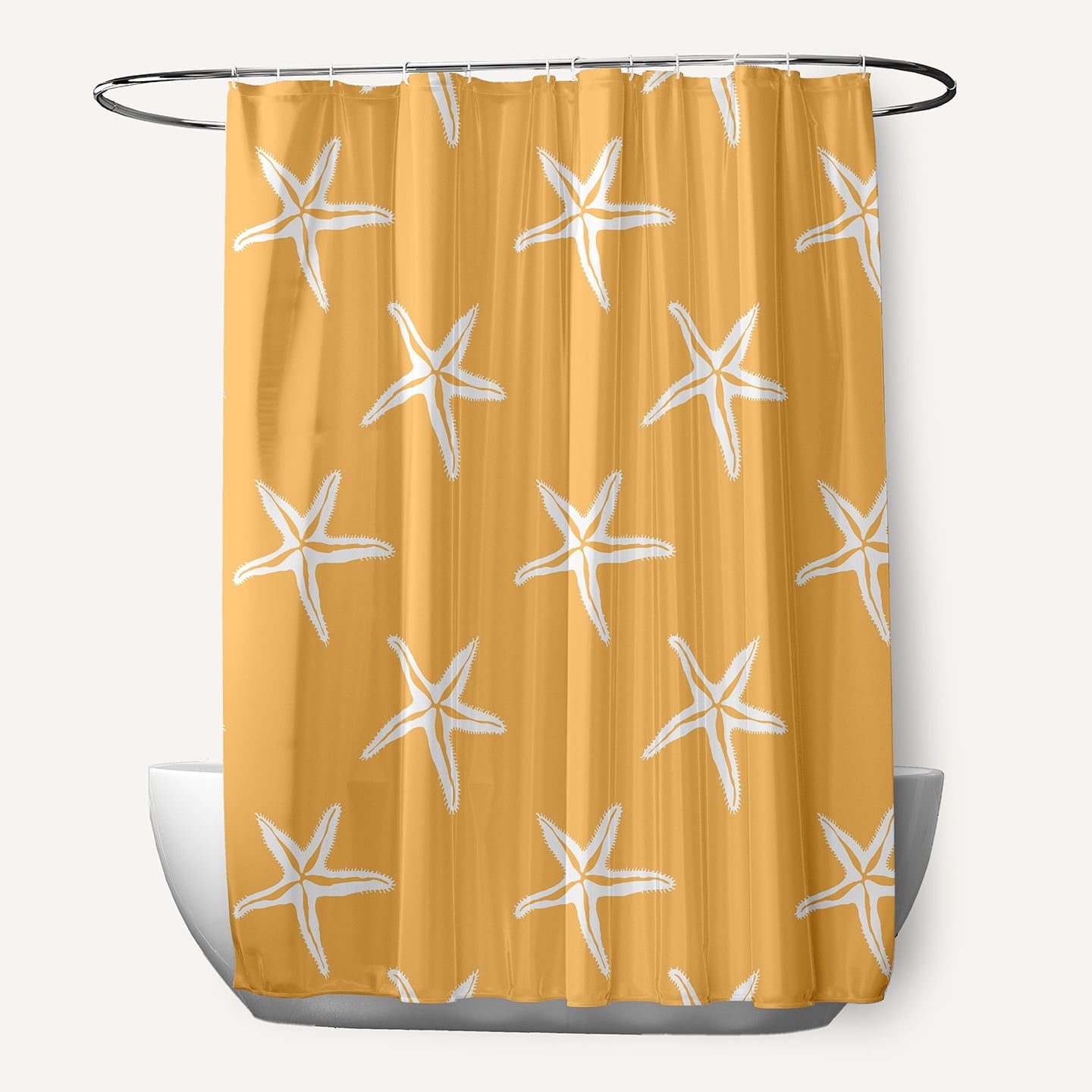 Simply Daisy 70" W x 73" L Starfish Polyester Shower Curtain, Egg Yolk Yellow [1 Ct]