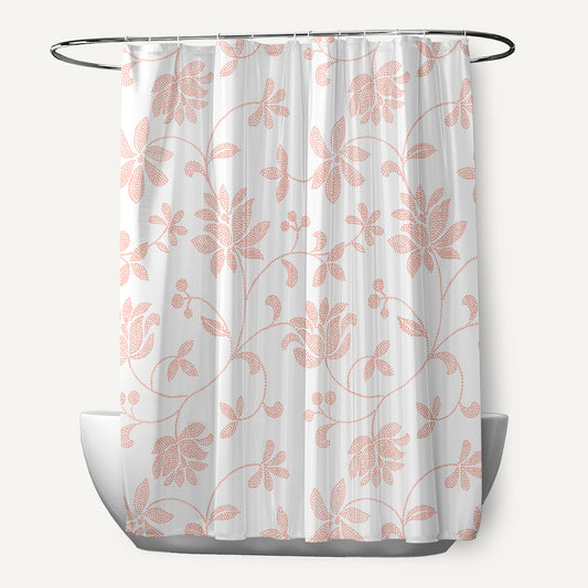 Simply Daisy 70" W x 73" L Traditional Floral Polyester Shower Curtain, Blush [1 Ct]