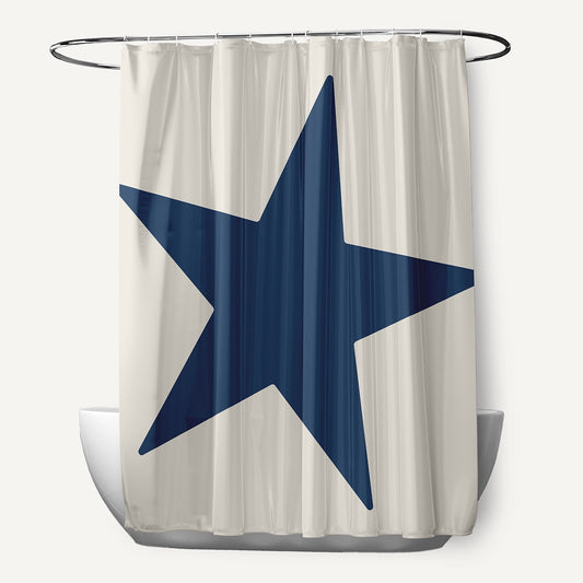 Simply Daisy Big Star Nautical Blue 70" w x 73" h Polyester Shower Curtain, Nautical Blue