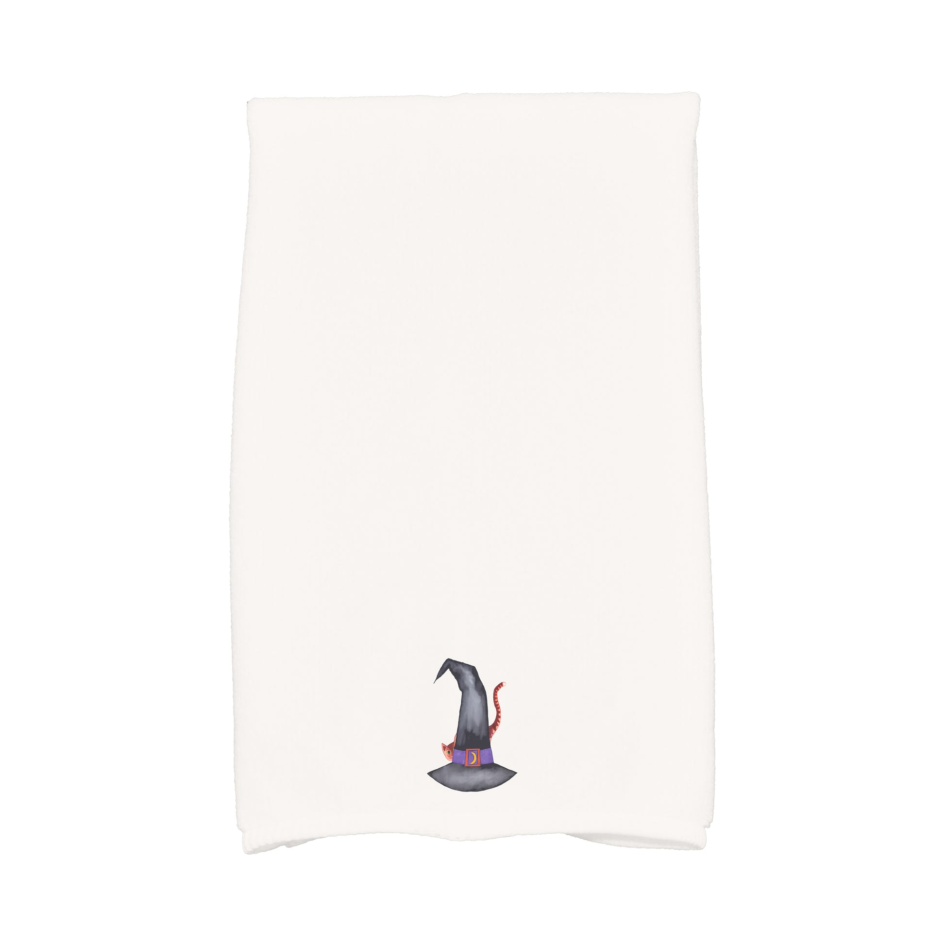 Simply Daisy Cat Behind the Hat 16x25 Inch Cream Halloween Print Kitchen Towel