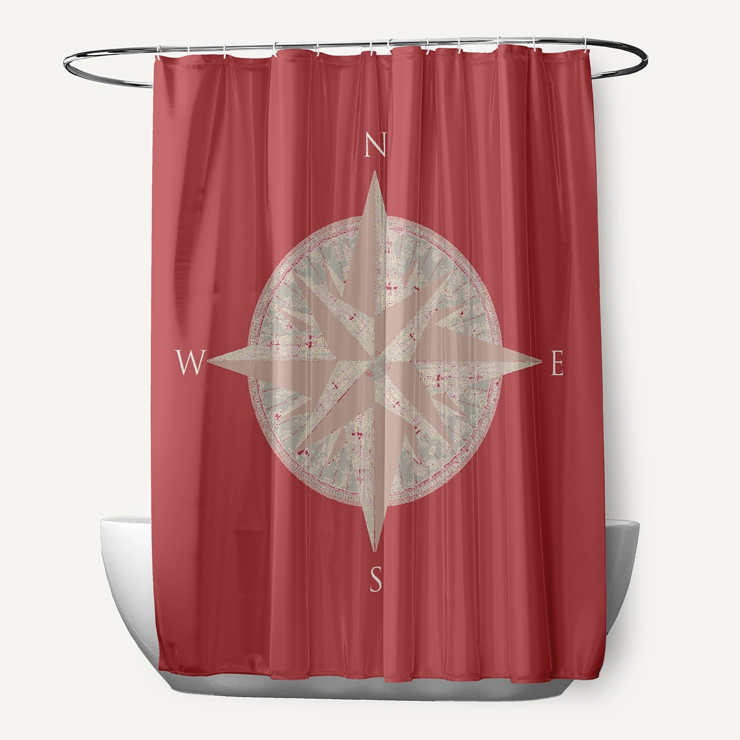 Simply Daisy Compass LiGonberry Red 70" w x 73" h Shower Curtain