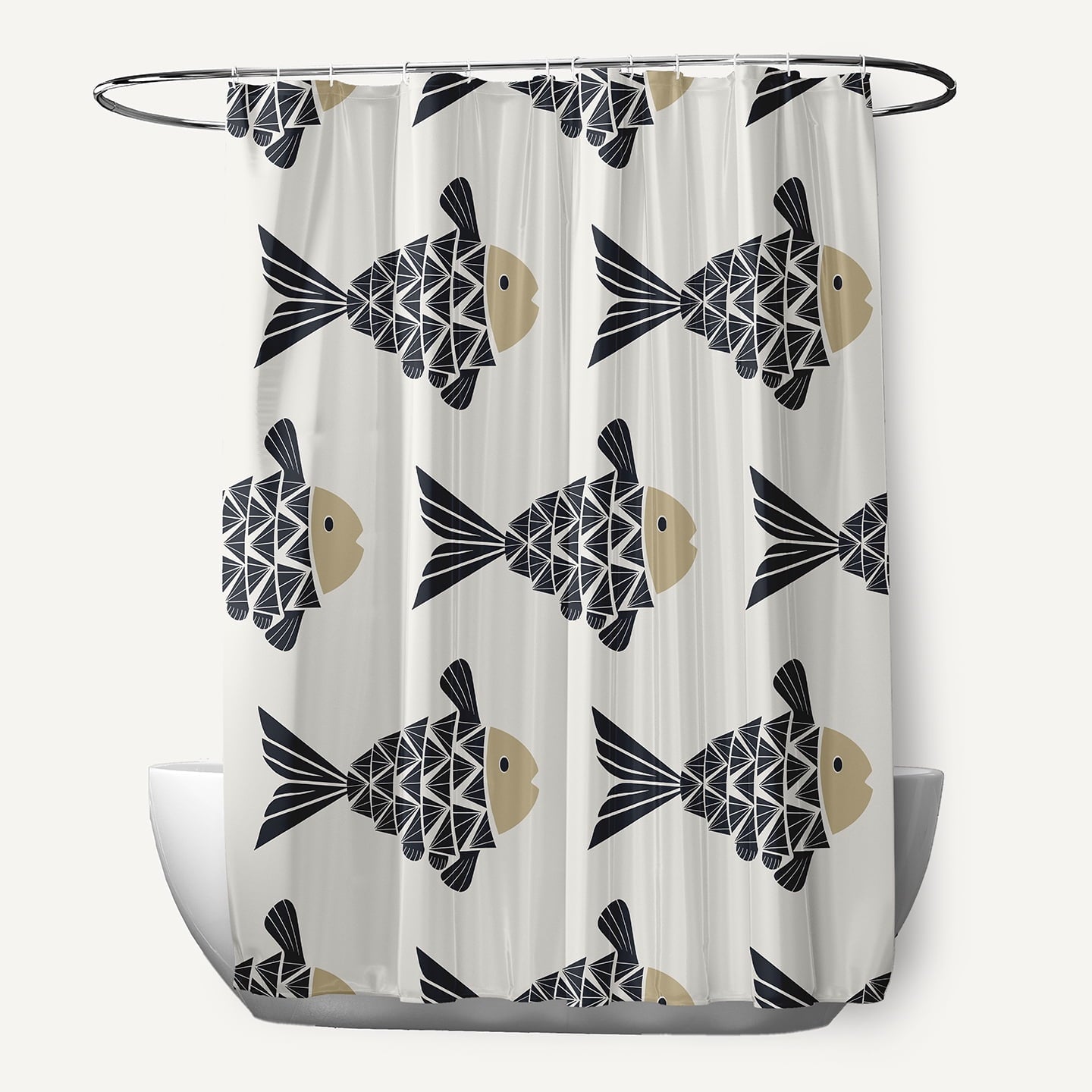 Simply Daisy Fish Tales Taupe 70" w x 73" h Polyester Shower Curtain, Taupe