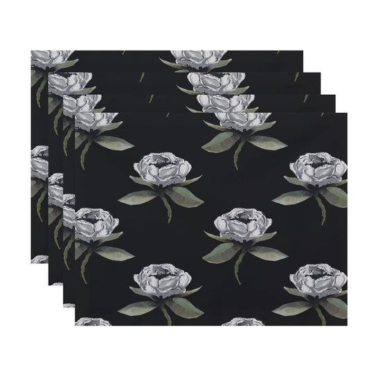 Simply Daisy Floral Bunch 18 x 14 Inch Black Floral Print Placemat (Set of 4)