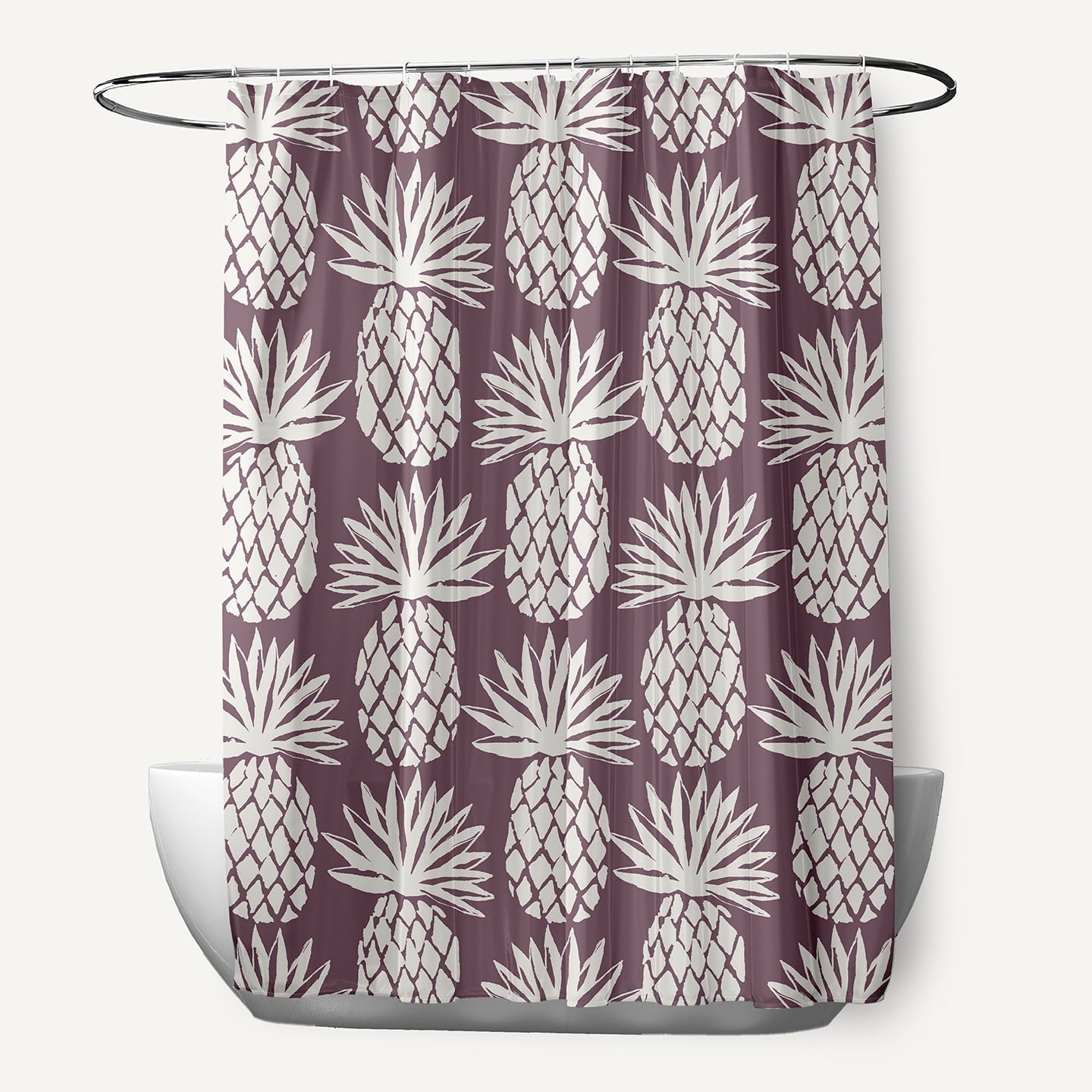 Simply Daisy Pineapple Pattern Dusty Purple 70" w x 73" h Polyester Shower Curtain, Dusty Purple