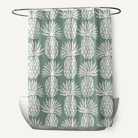 Simply Daisy Pineapple Pattern Sage 70" w x 73" h Shower Curtain