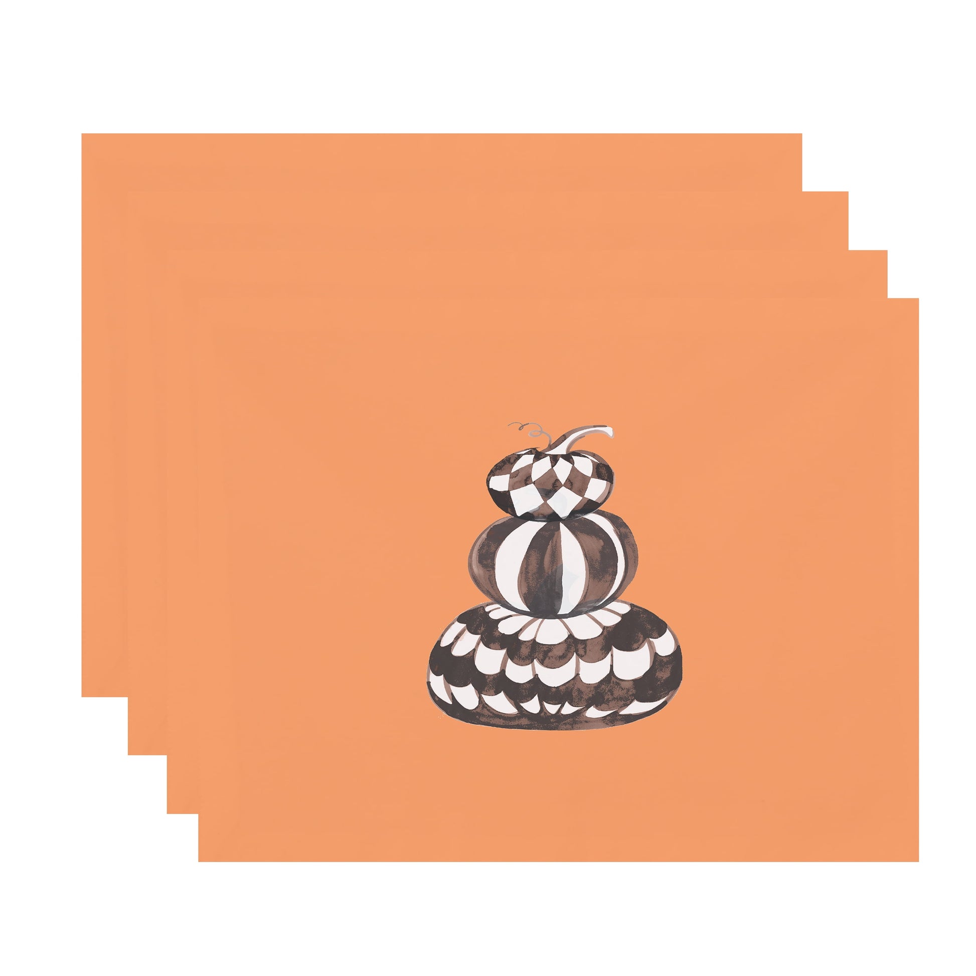 Simply Daisy Pumpkin Stack 18x14 Inch Orange Halloween Print Placemat (Set of 4)