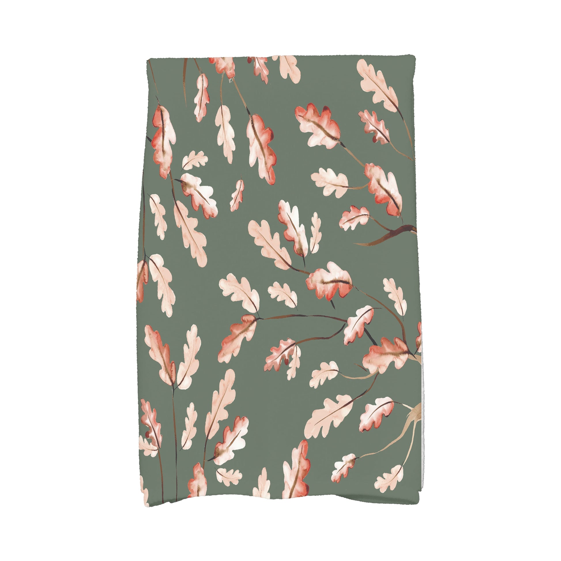 Simply Daisy Wild Oak Leaves 16 x 25 Inch Dark green Floral Print Kitchen Towel