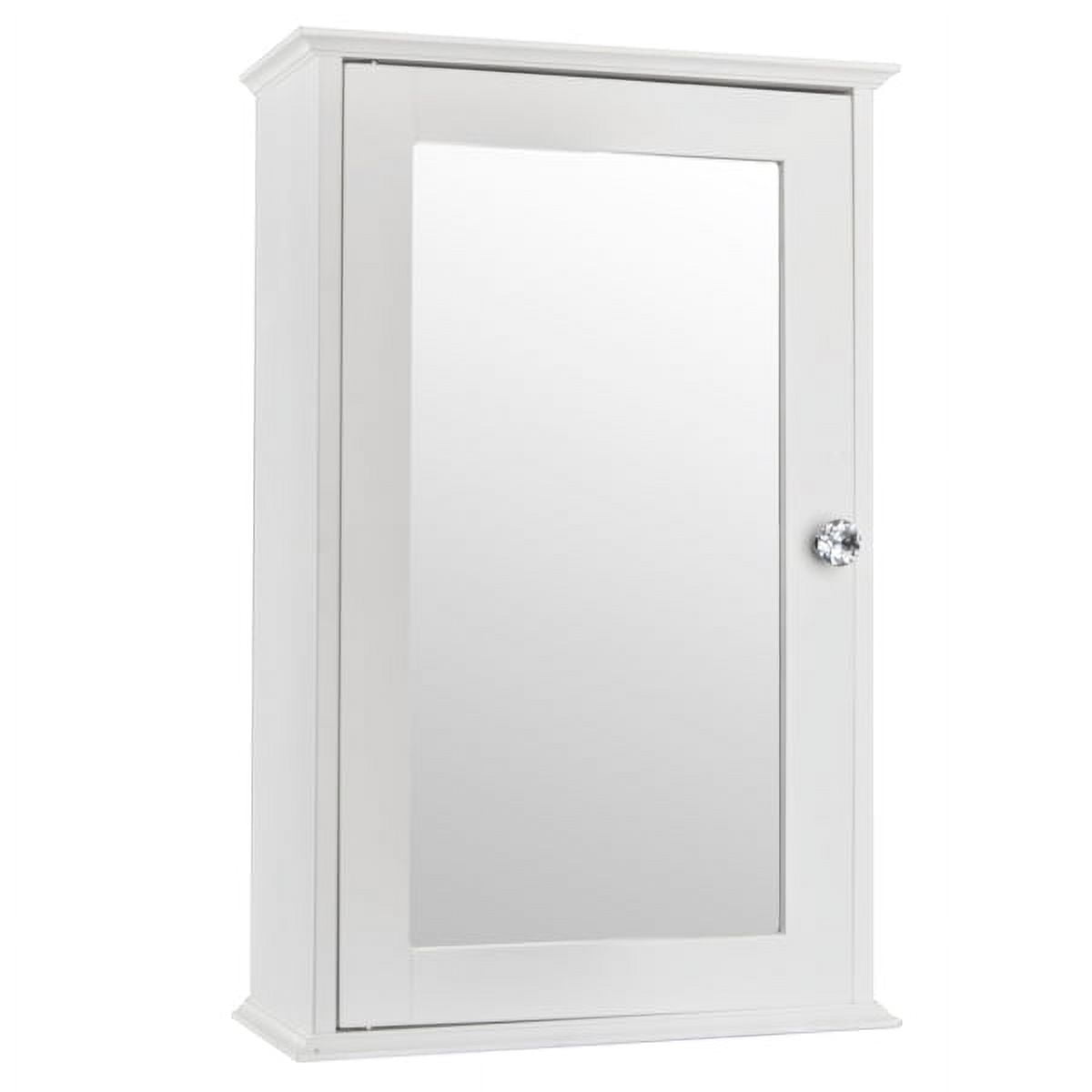 AsterOutdoor Single Door Mirror Cabinet - Wall Mounted Bathroom Medicine Cabinet with Storage Shelf, White Finish for Bathroom Organization